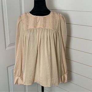 NWT Bohme smocked blousy boho peasant top Woman’s size medium champagne